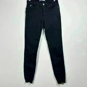 ZARA DENIM Black Skinny Mid Rise Jeans Minimalist Tapered Jeggings Women 4